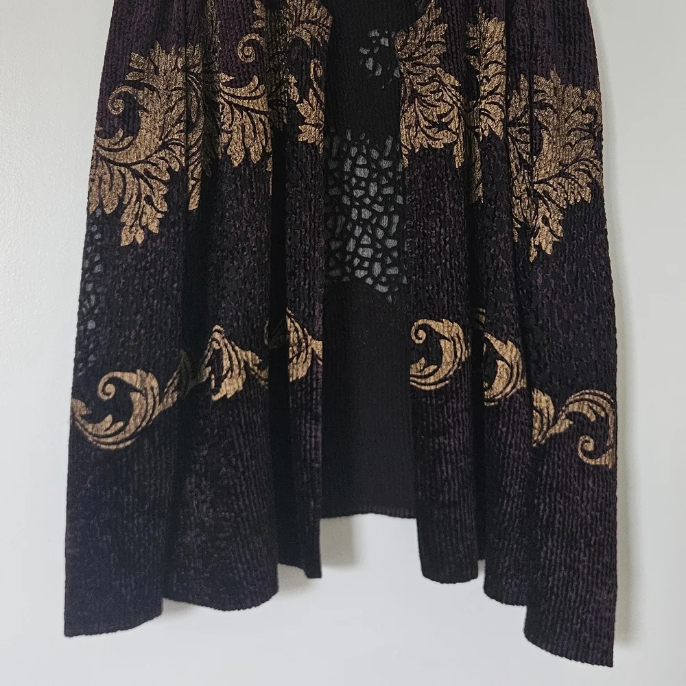 Chicos Travelers Womens Cardigan 3 XL Velour Boho Burnout Open Evening Artsy